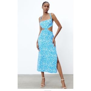 Zara Linen blend cut out dress